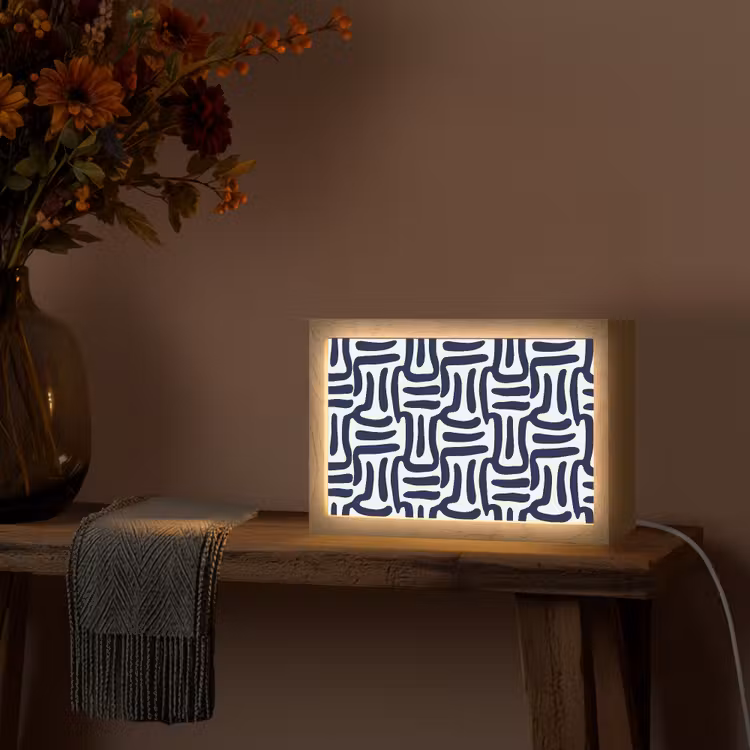 Abstract - Modern - Blauw Light Box met kabel (Tafellamp) klein 924 -sfeer4