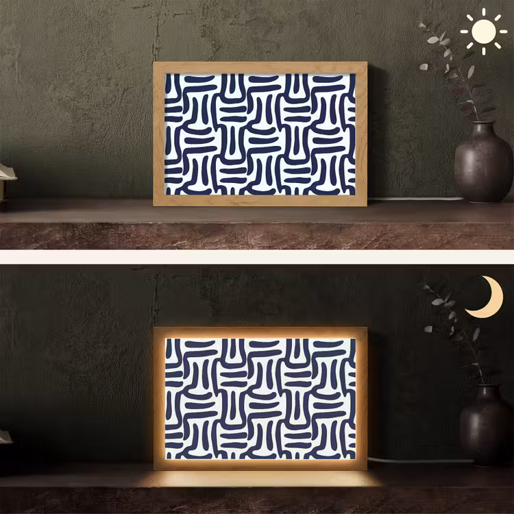 Abstract - Modern - Blauw Light Box met kabel (Tafellamp) klein 924 -sfeer3