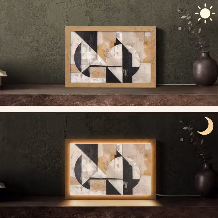 Abstract - Modern - Geometrisch - Pastel Light Box met kabel (Tafellamp) klein -sfeer3