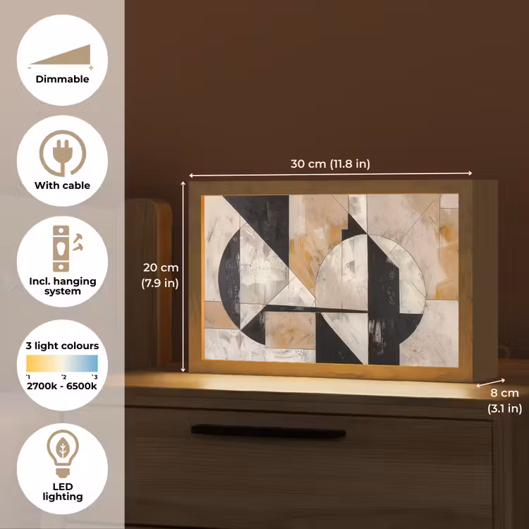 Abstract - Modern - Geometrisch - Pastel Light Box met kabel (Tafellamp) klein -USP_EN