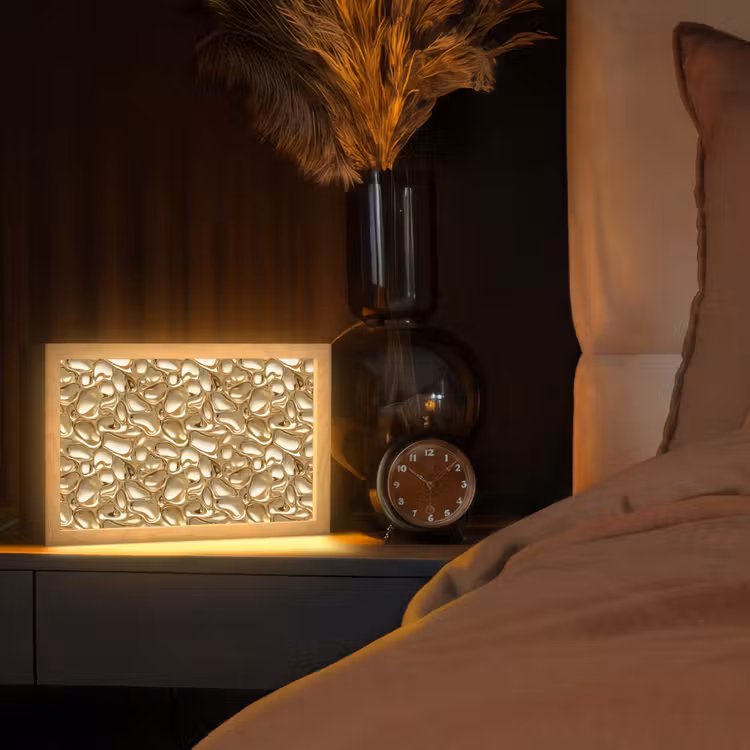 Abstract - Modern - Goud Light Box met kabel (Tafellamp) klein 924 -sfeer1