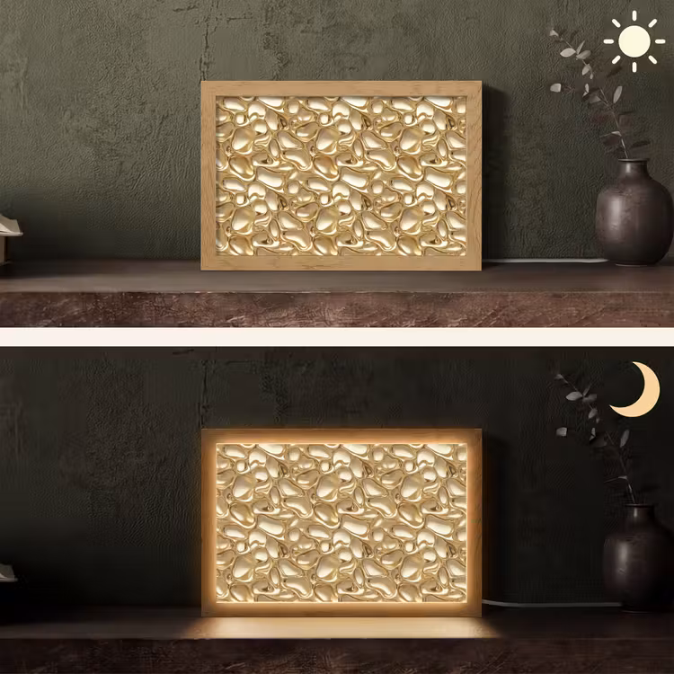 Abstract - Modern - Goud Light Box met kabel (Tafellamp) klein 924 -sfeer3