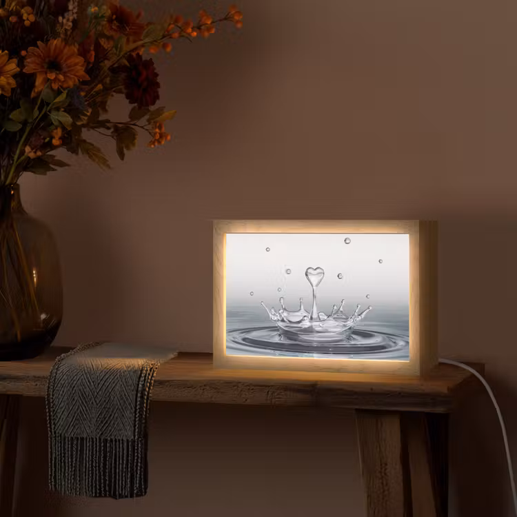 Abstract - Modern - Water - Hart Light Box met kabel (Tafellamp) klein -sfeer4