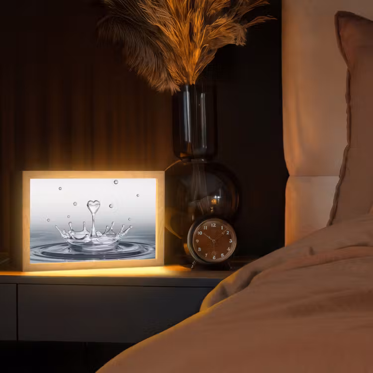 Abstract - Modern - Water - Hart Light Box met kabel (Tafellamp) klein -sfeer1