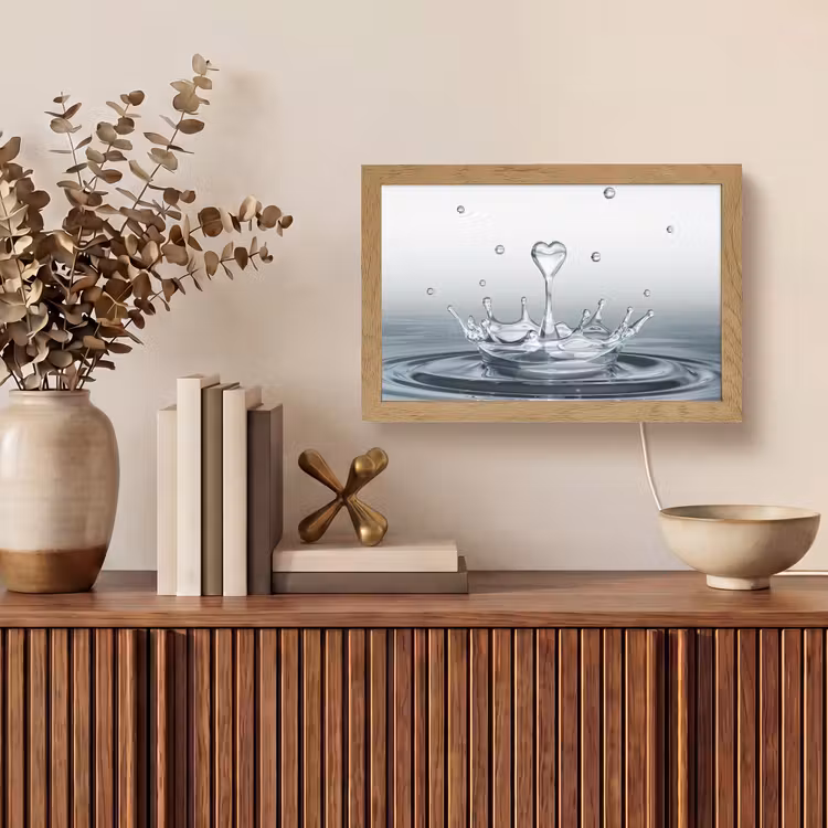Abstract - Modern - Water - Hart Light Box met kabel (Tafellamp) klein -sfeer2