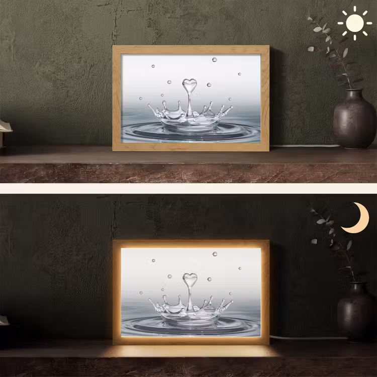 Abstract - Modern - Water - Hart Light Box met kabel (Tafellamp) klein -sfeer3
