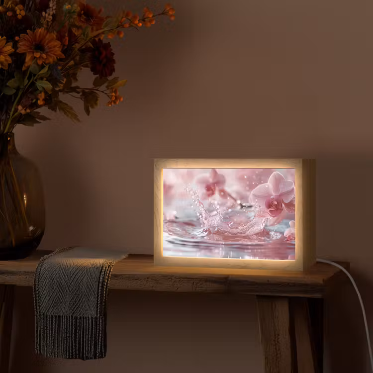 Abstract - Modern - Water - Orchidee Light Box met kabel (Tafellamp) klein -sfeer4