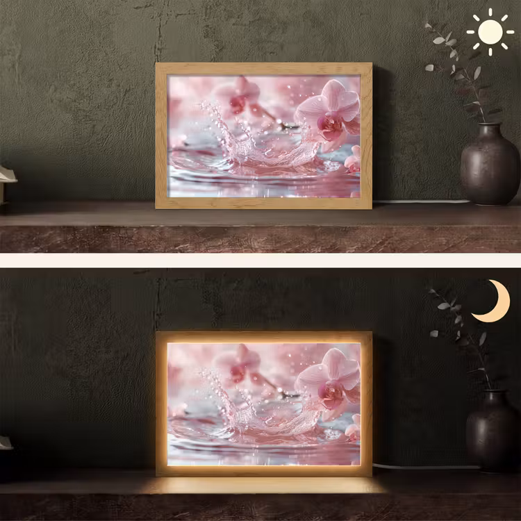 Abstract - Modern - Water - Orchidee Light Box met kabel (Tafellamp) klein -sfeer3
