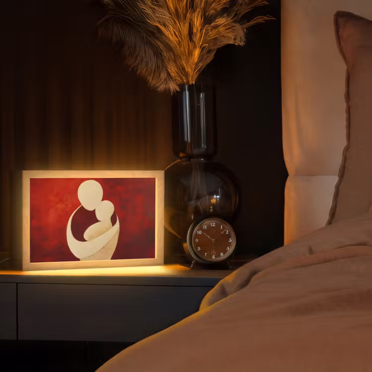 Abstract - Moeder - Kind - Rood Light Box met kabel (Tafellamp) klein -sfeer1