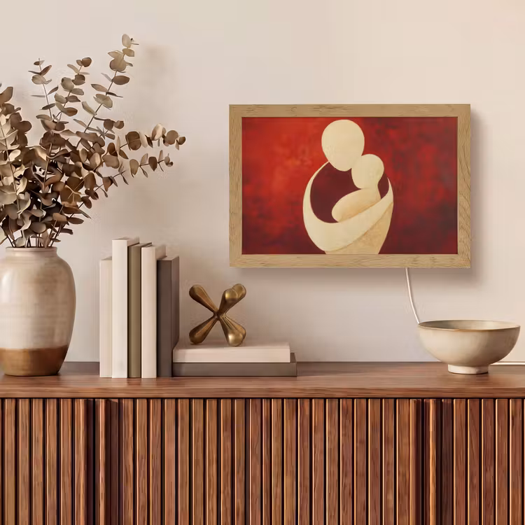 Abstract - Moeder - Kind - Rood Light Box met kabel (Tafellamp) klein -sfeer2