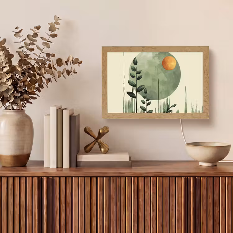 Abstract - Natuur - Kunst - Zon - Modern Light Box met kabel (Tafellamp) klein -sfeer2