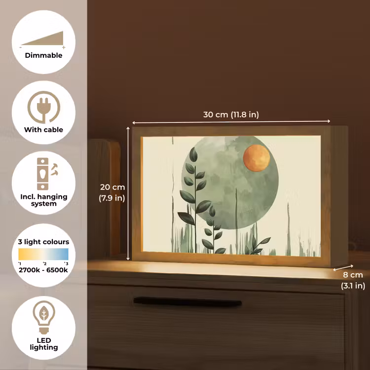 Abstract - Natuur - Kunst - Zon - Modern Light Box met kabel (Tafellamp) klein -USP_EN