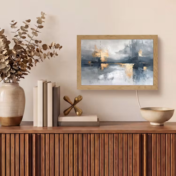 Abstract - Verf - Kunst - Goud Light Box met kabel (Tafellamp) klein -sfeer2