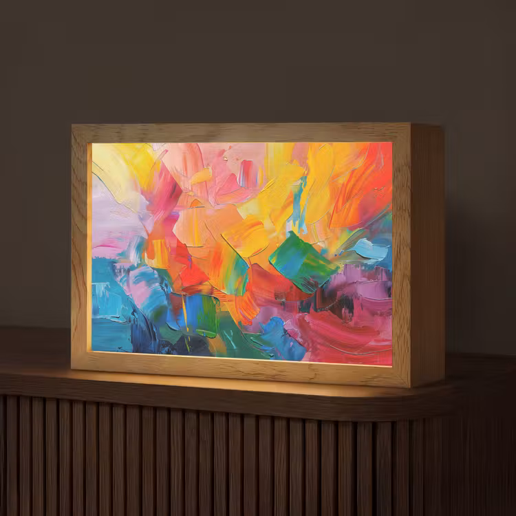 Abstract - Verflook - Modern - Kleurrijk Light Box met kabel (Tafellamp) klein -z3d_website