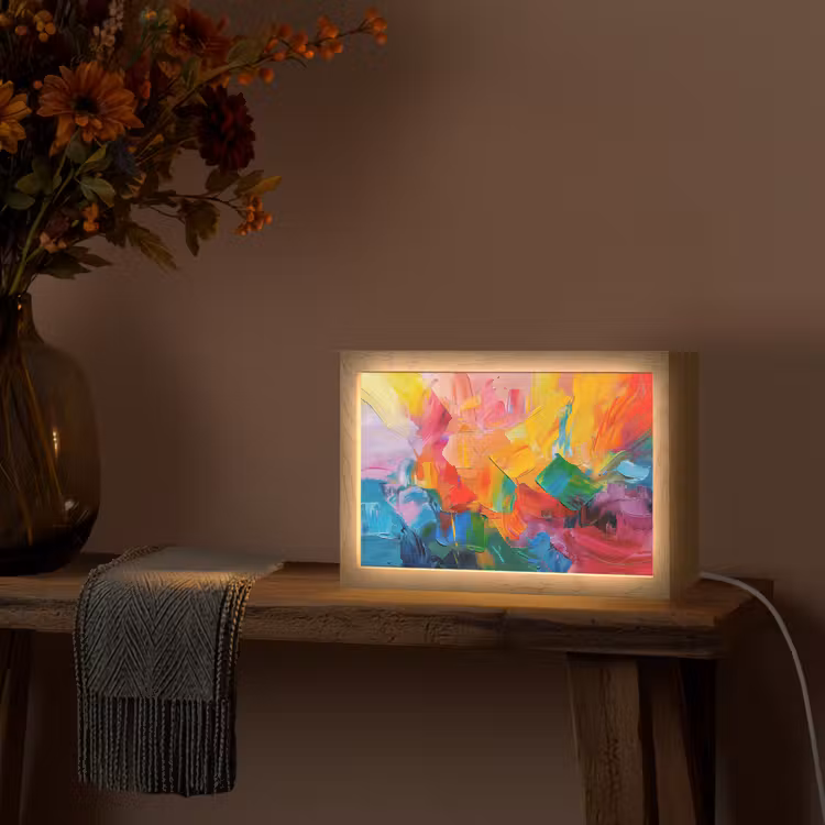 Abstract - Verflook - Modern - Kleurrijk Light Box met kabel (Tafellamp) klein -sfeer4