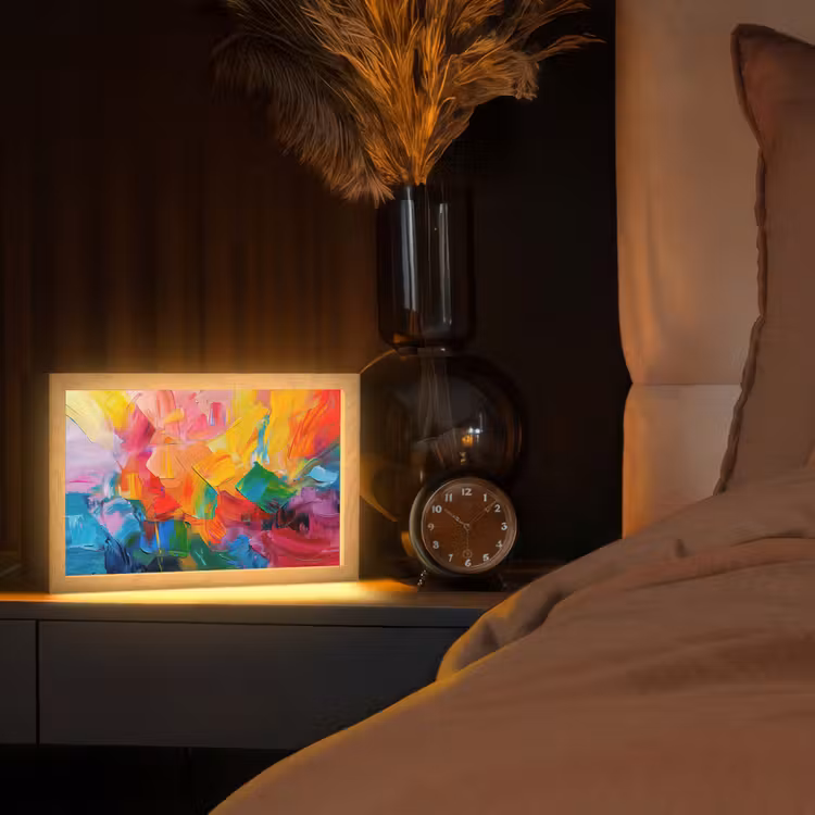 Abstract - Verflook - Modern - Kleurrijk Light Box met kabel (Tafellamp) klein -sfeer1