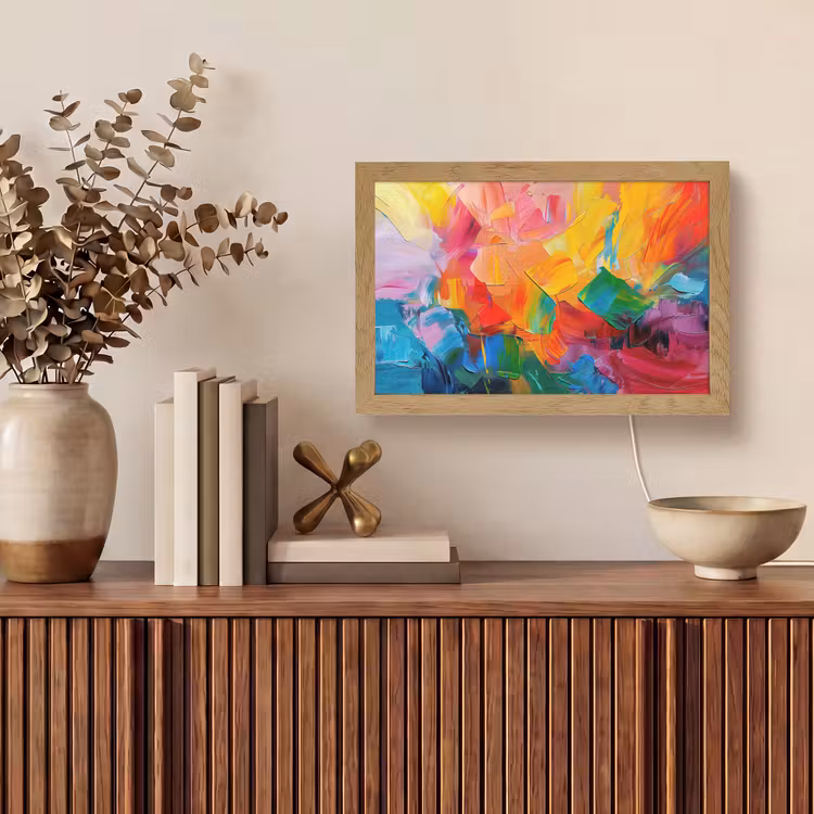 Abstract - Verflook - Modern - Kleurrijk Light Box met kabel (Tafellamp) klein -sfeer2