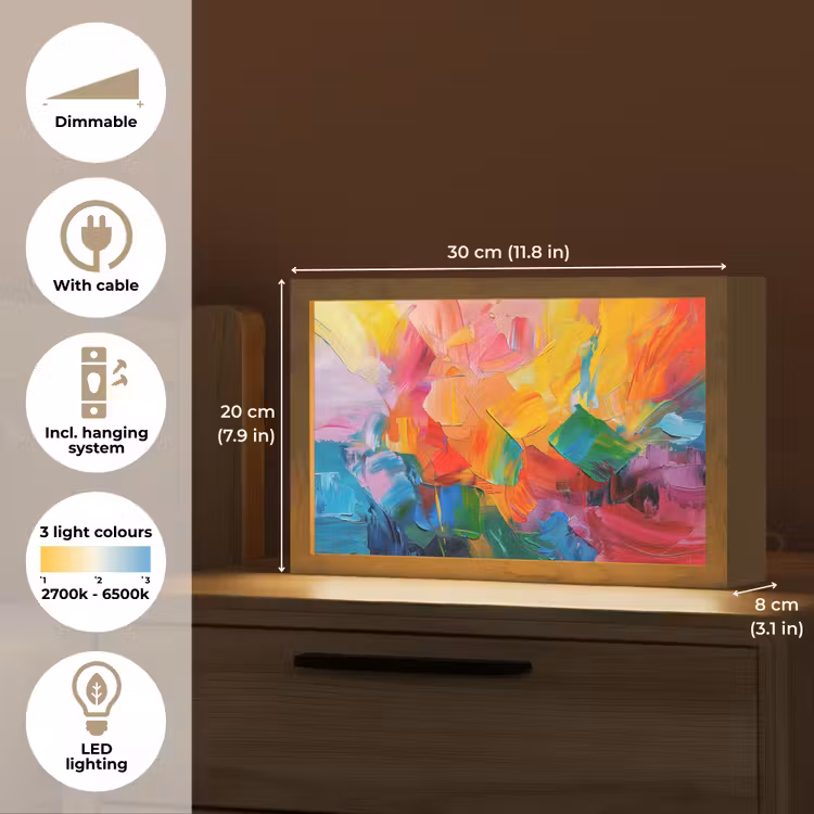 Abstract - Verflook - Modern - Kleurrijk Light Box met kabel (Tafellamp) klein -USP_EN
