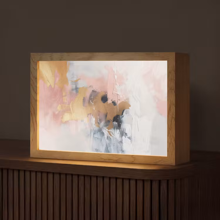 Abstract - Pastel kleuren - Goud - Modern - Aesthetic Light Box met kabel (Tafellamp) klein -z3d_website