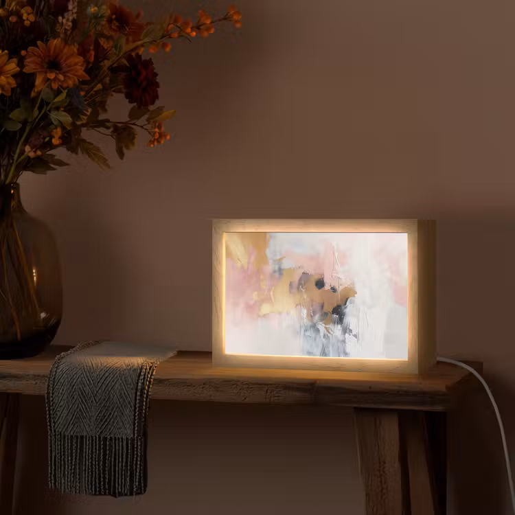 Abstract - Pastel kleuren - Goud - Modern - Aesthetic Light Box met kabel (Tafellamp) klein -sfeer4