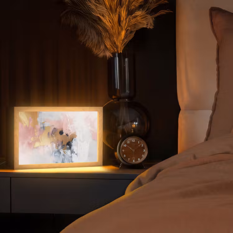 Abstract - Pastel kleuren - Goud - Modern - Aesthetic Light Box met kabel (Tafellamp) klein -sfeer1
