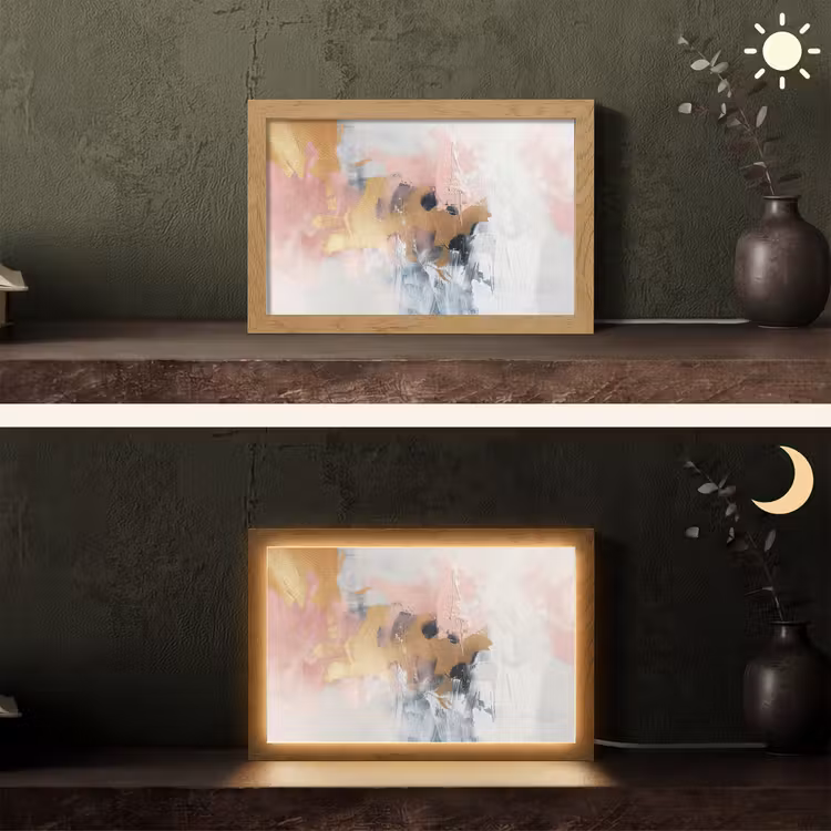 Abstract - Pastel kleuren - Goud - Modern - Aesthetic Light Box met kabel (Tafellamp) klein -sfeer3