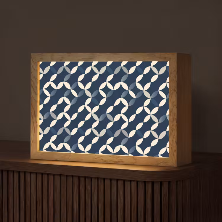 Abstract - Patroon - Blauw Light Box met kabel (Tafellamp) klein 924 -z3d_website