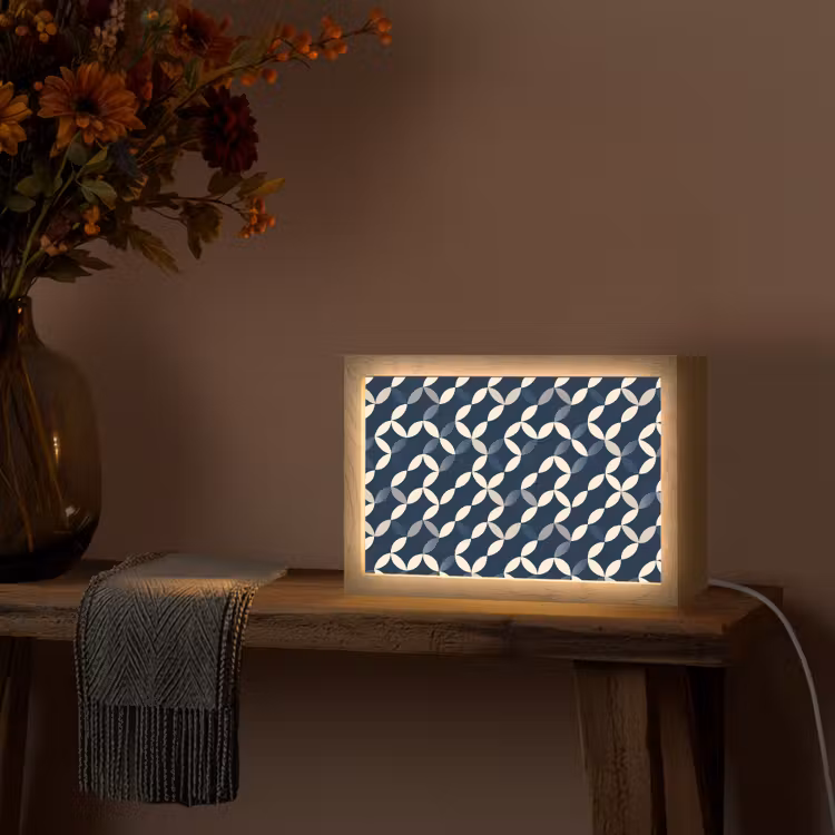 Abstract - Patroon - Blauw Light Box met kabel (Tafellamp) klein 924 -sfeer4