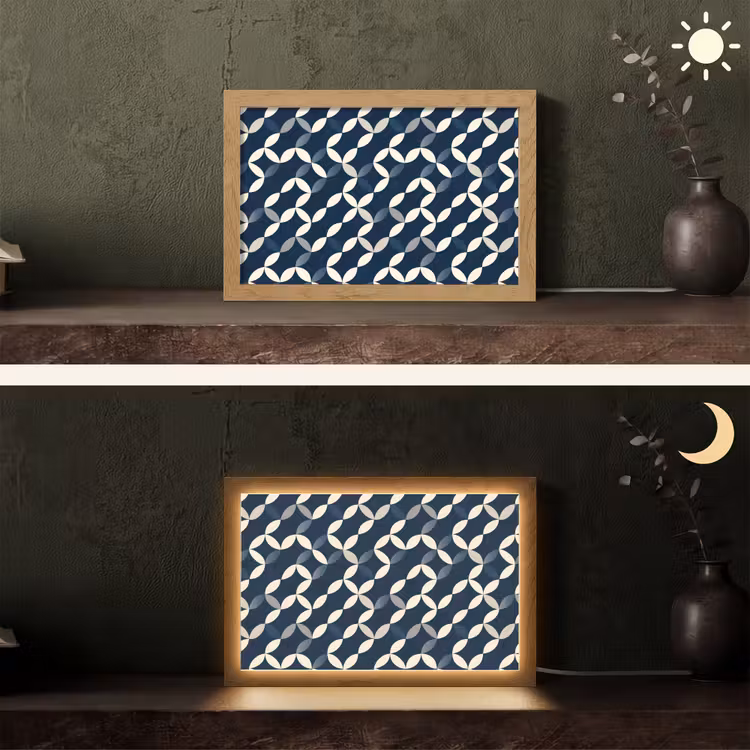Abstract - Patroon - Blauw Light Box met kabel (Tafellamp) klein 924 -sfeer3