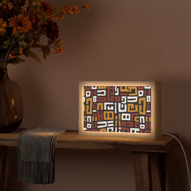 Abstract - Patroon - Rood Light Box met kabel (Tafellamp) klein -sfeer4