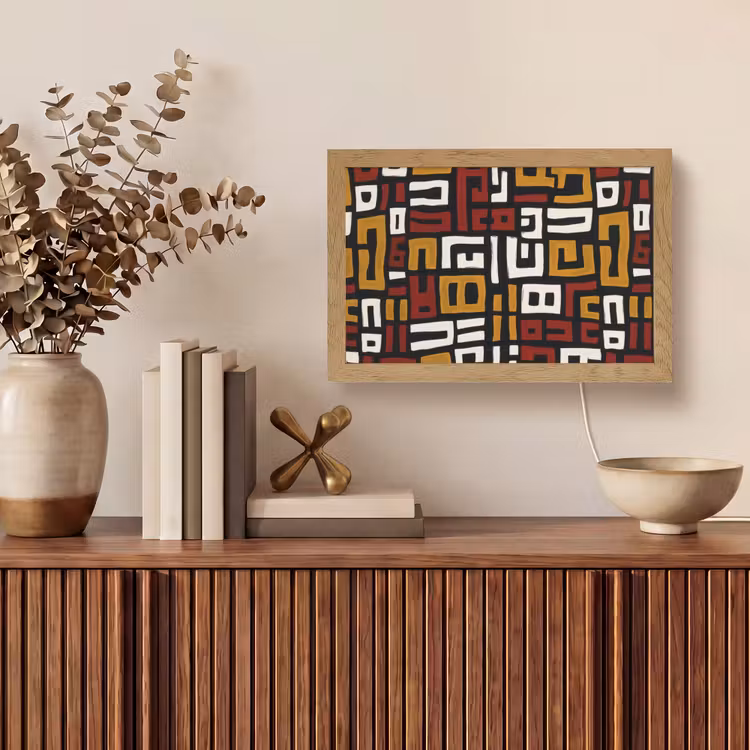Abstract - Patroon - Rood Light Box met kabel (Tafellamp) klein -sfeer2