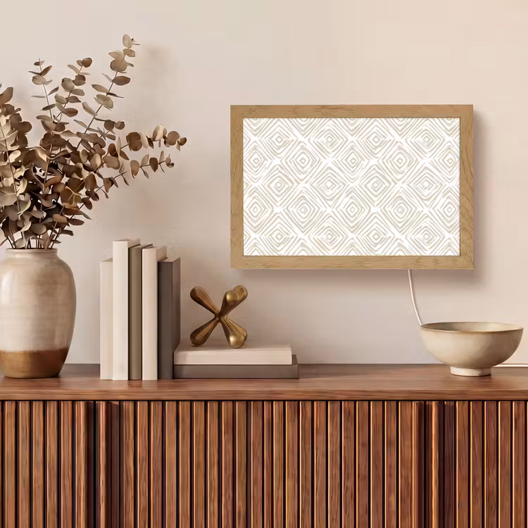Abstract - Ruit - Beige Light Box met kabel (Tafellamp) klein 924 -sfeer2