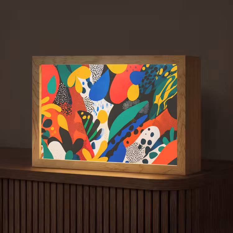 Abstract - Planten - Vormen - Kleurrijk Light Box met kabel (Tafellamp) klein -z3d_website