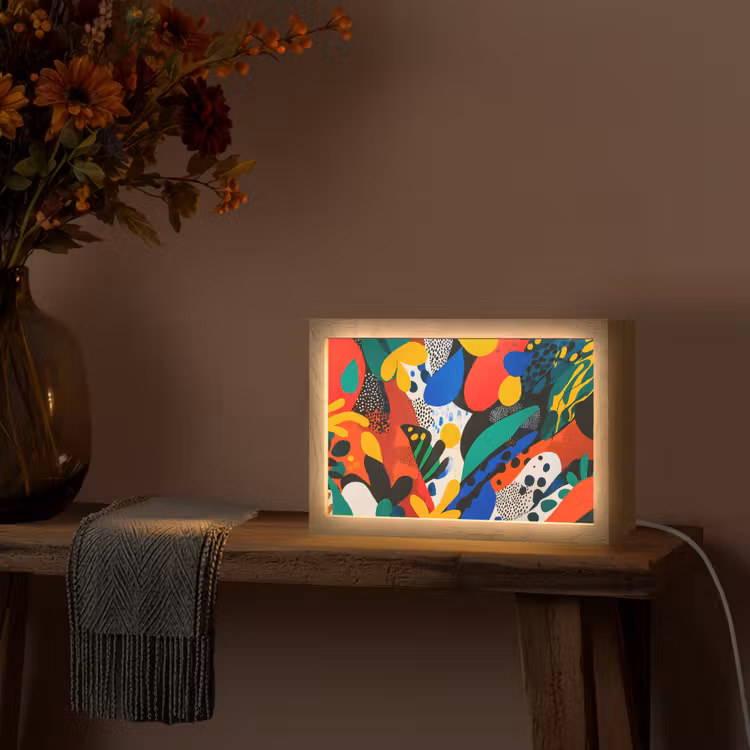 Abstract - Planten - Vormen - Kleurrijk Light Box met kabel (Tafellamp) klein -sfeer4
