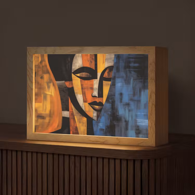 Abstract - Portret - Kleurvakken Light Box met kabel (Tafellamp) klein -z3d_website