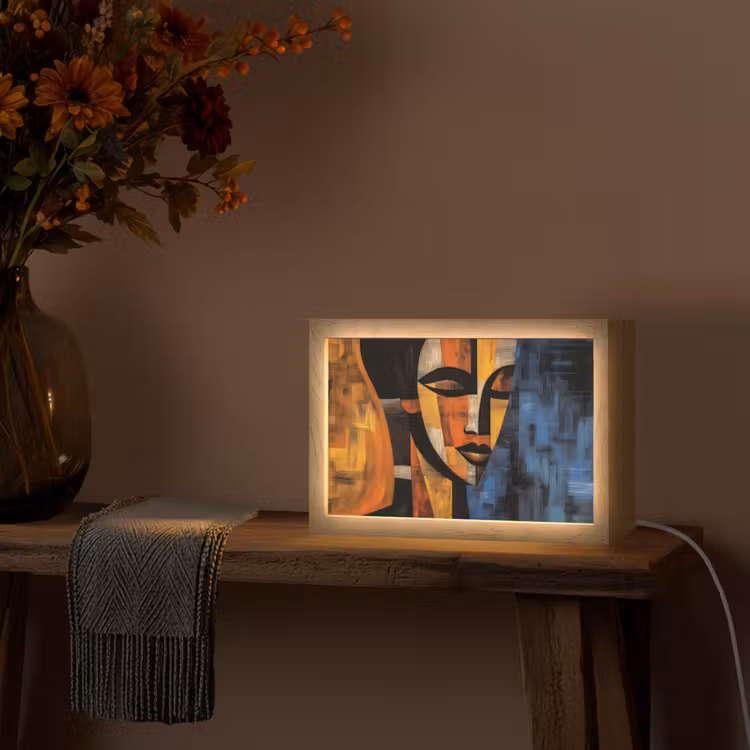 Abstract - Portret - Kleurvakken Light Box met kabel (Tafellamp) klein -sfeer4