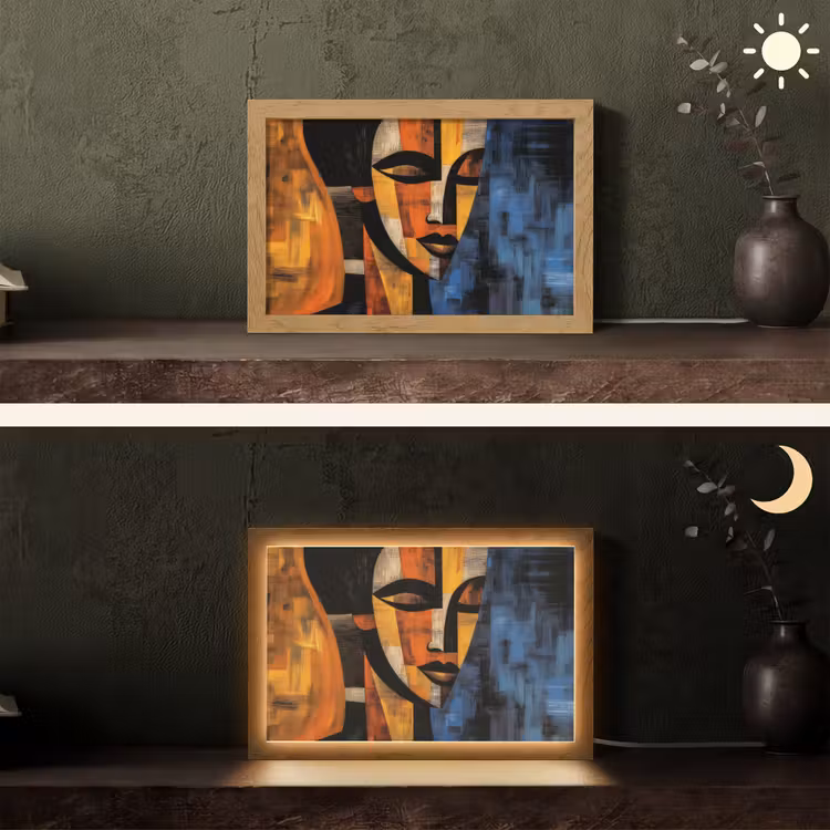 Abstract - Portret - Kleurvakken Light Box met kabel (Tafellamp) klein -sfeer3