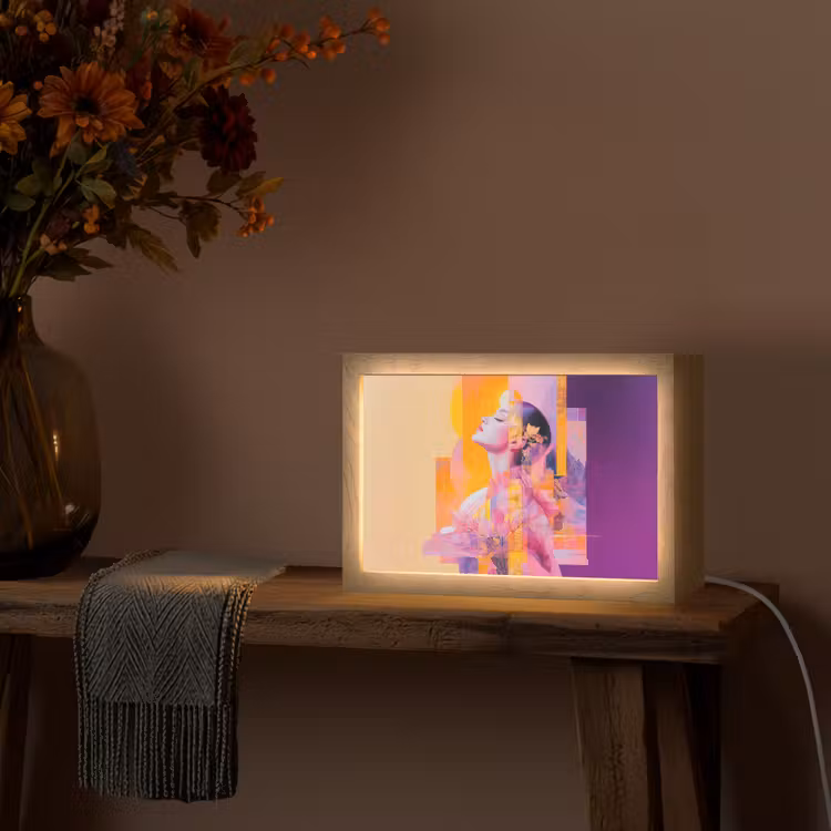 Abstract - Portret - Vrouw - Kleurrijk Light Box met kabel (Tafellamp) klein -sfeer4