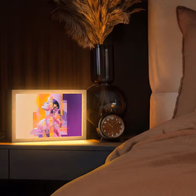 Abstract - Portret - Vrouw - Kleurrijk Light Box met kabel (Tafellamp) klein -sfeer1