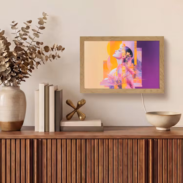 Abstract - Portret - Vrouw - Kleurrijk Light Box met kabel (Tafellamp) klein -sfeer2