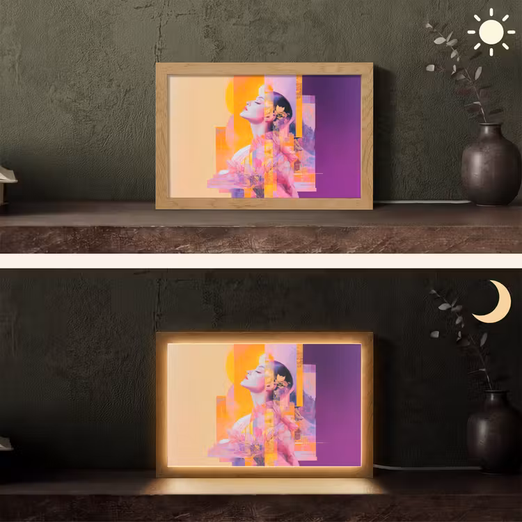 Abstract - Portret - Vrouw - Kleurrijk Light Box met kabel (Tafellamp) klein -sfeer3