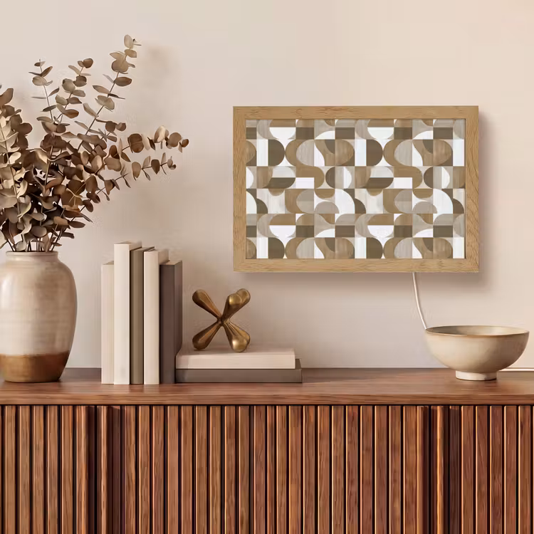 Abstract - Retro - Bruin Light Box met kabel (Tafellamp) klein 924 -sfeer2