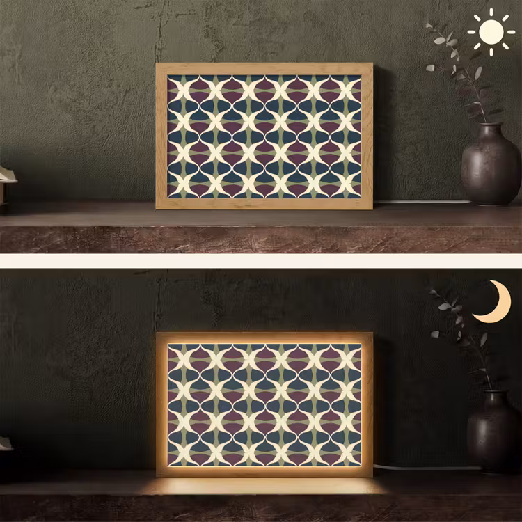 Abstract - Retro - Kleurrijk Light Box met kabel (Tafellamp) klein 924 -sfeer3