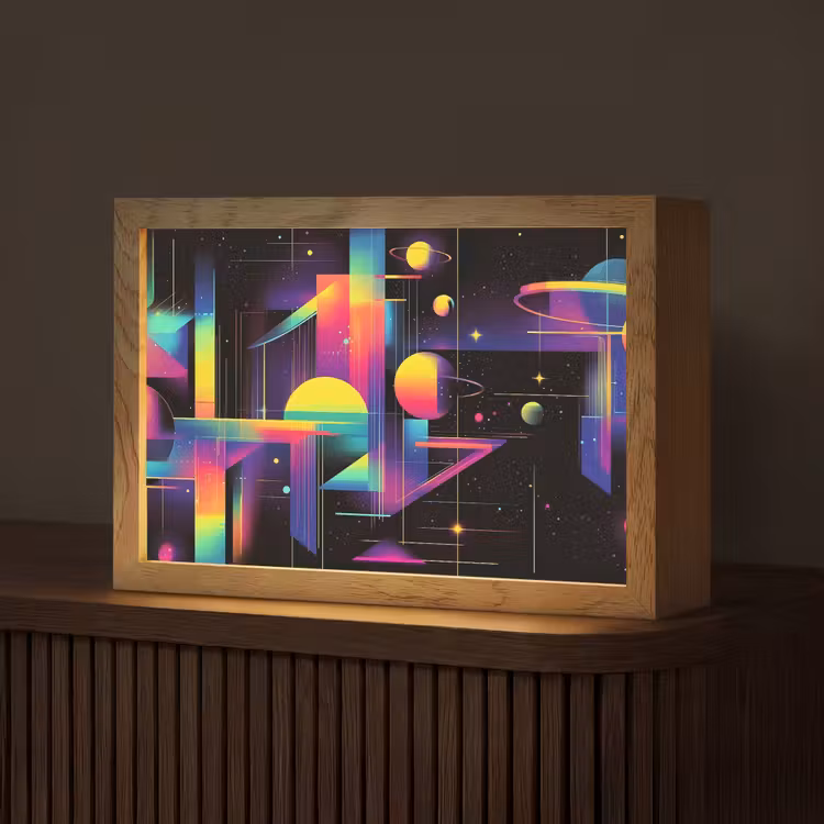 Abstract - Vormen - Kleurrijk - Lijnen Light Box met kabel (Tafellamp) klein -z3d_website