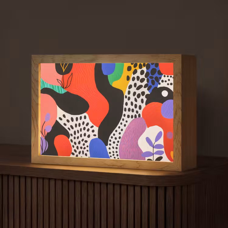 Abstract - Vormen - Kleuren - Stippen Light Box met kabel (Tafellamp) klein -z3d_website