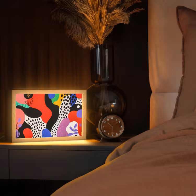Abstract - Vormen - Kleuren - Stippen Light Box met kabel (Tafellamp) klein -sfeer1