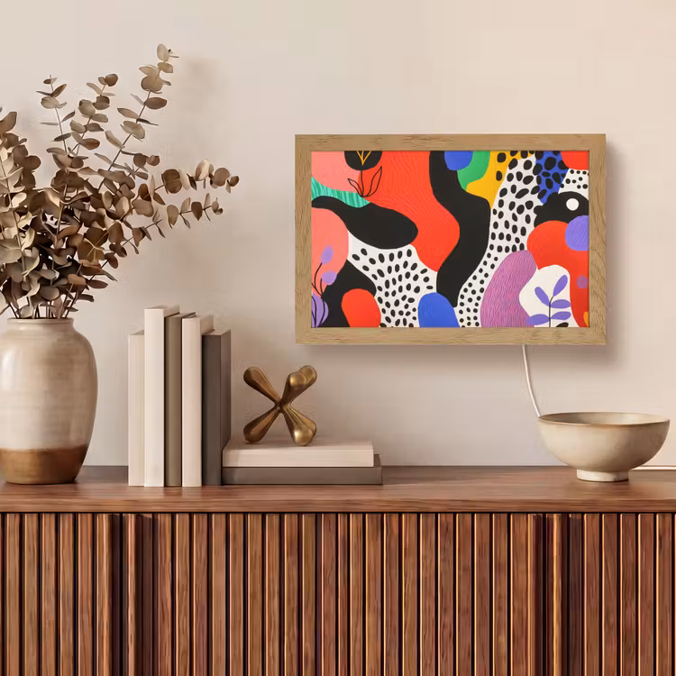 Abstract - Vormen - Kleuren - Stippen Light Box met kabel (Tafellamp) klein -sfeer2