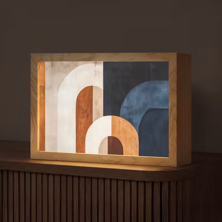 Abstract - Vormen - Donkerblauw Light Box met kabel (Tafellamp) klein -z3d_website