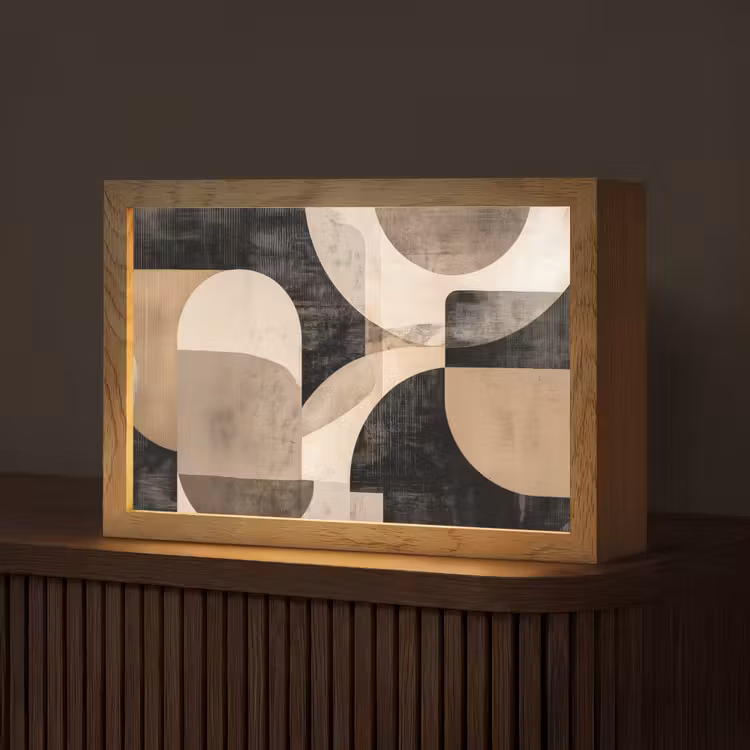 Abstract - Vormen - Modern - Beige Light Box met kabel (Tafellamp) klein -z3d_website