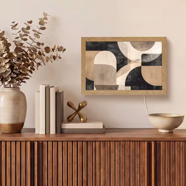 Abstract - Vormen - Modern - Beige Light Box met kabel (Tafellamp) klein -sfeer2
